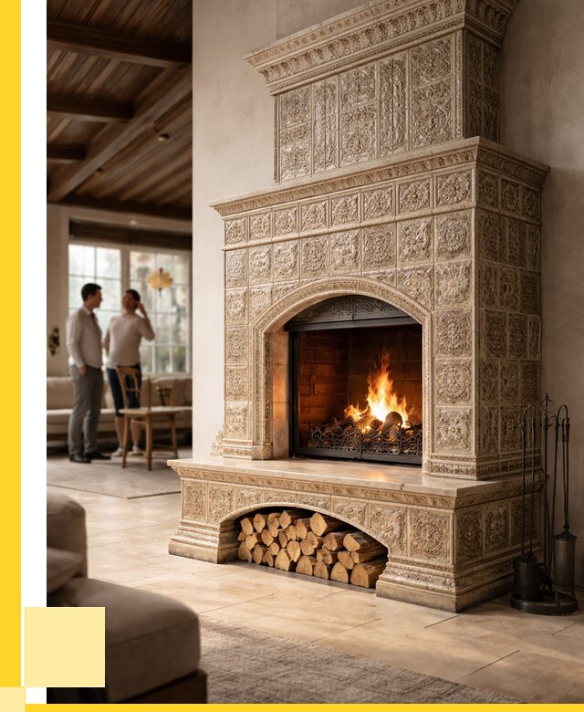 Купить изразцовый камин в Миассе от 254250 р. | ЭриданМсс