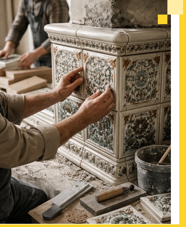 Изразцовые камины под ключ в Миассе: проект и монтаж