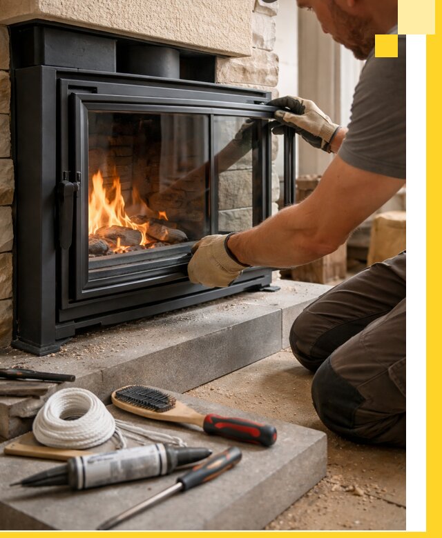 Производство, монтаж и доставка каминов со стеклом в Миассе