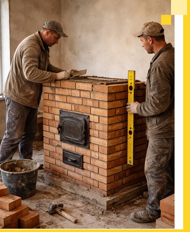 Отопительные печи под ключ в Миассе, установка и сборка