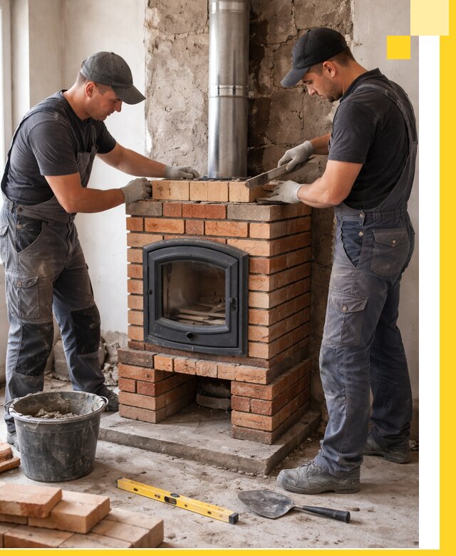 Монтаж печи камина под ключ в Миассе с гарантией и пусконаладкой