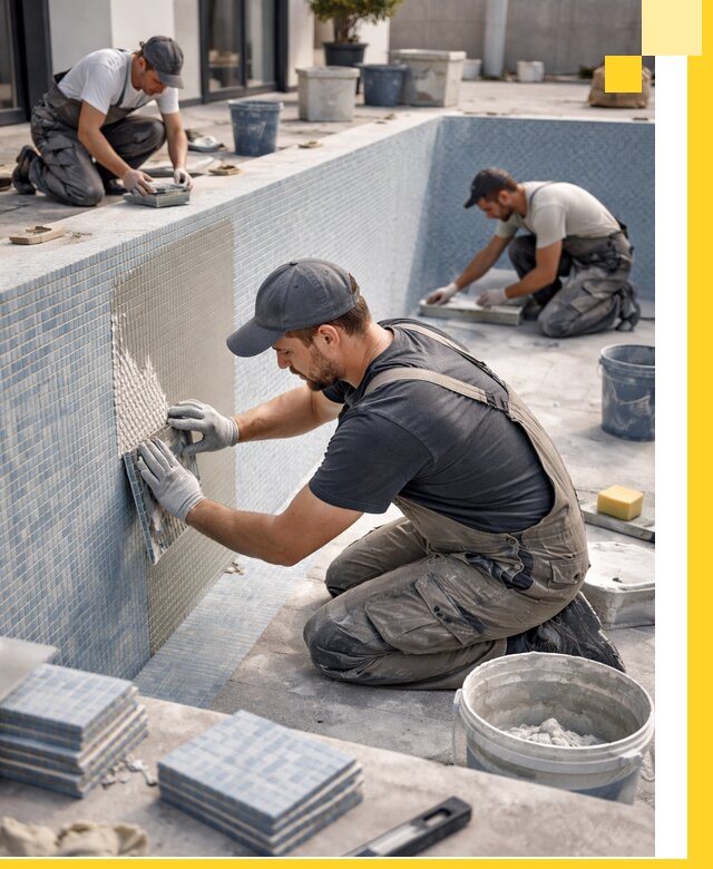 Облицовка бассейнов в Миассе плитка мозаика гидроизоляция