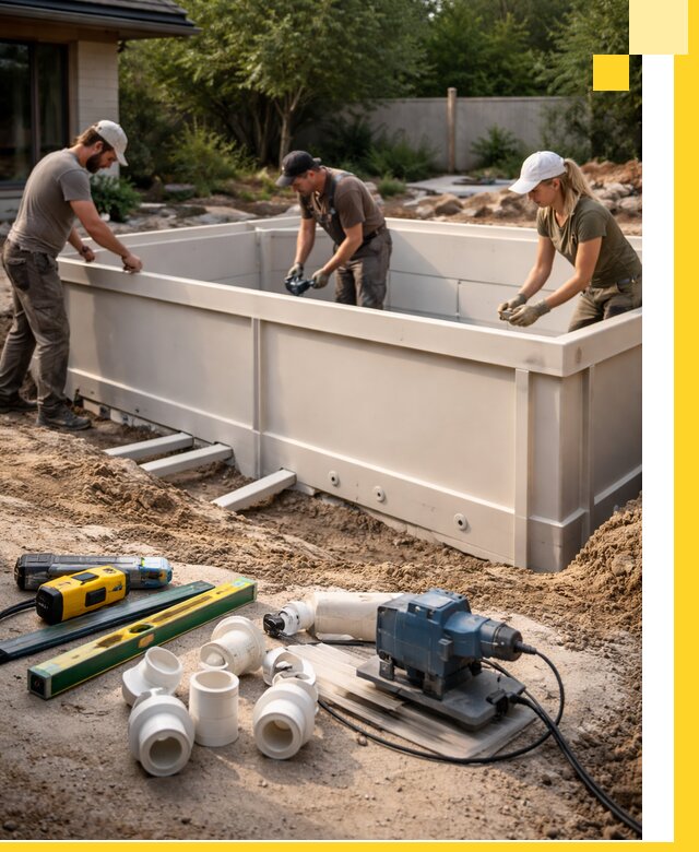 Установка полипропиленовых бассейнов под ключ в Миассе