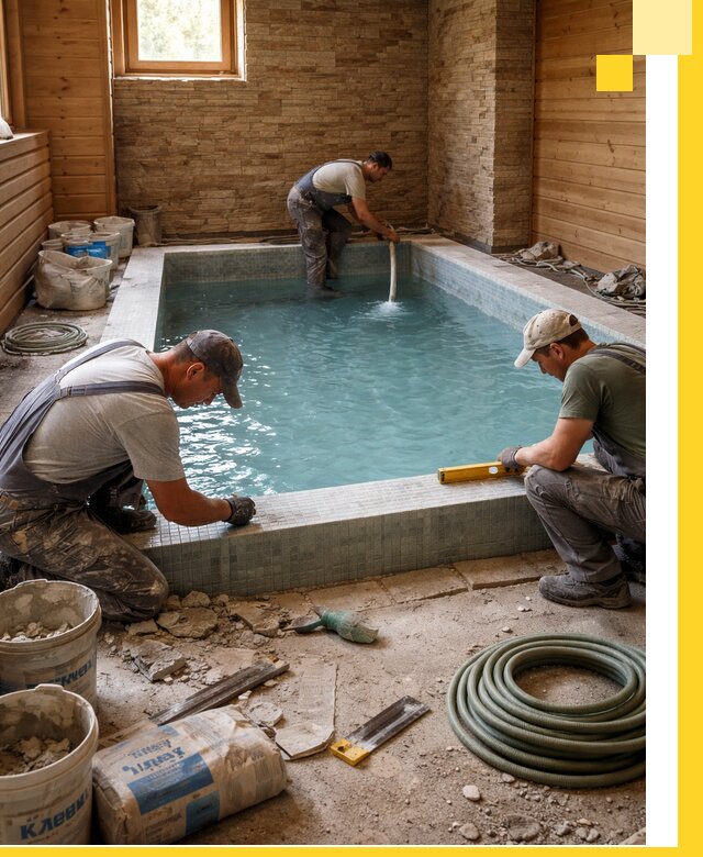 Проектирование и строительство бассейнов для бани в Миассе