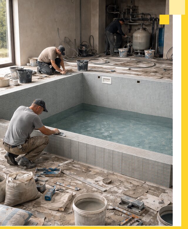 Строительство и монтаж бассейнов в помещении в Миассе