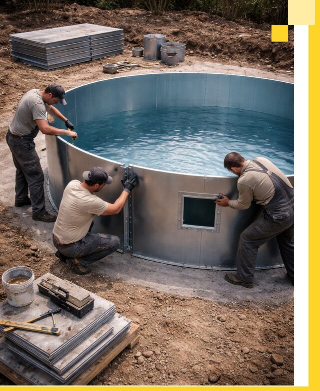 Круглые бассейны под ключ в Миассе проектирование и монтаж