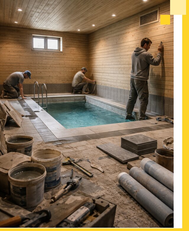 Строительство бани с бассейном и сауной под ключ в Миассе