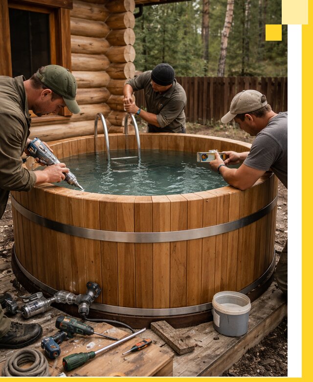 Строительство бань с купелью под ключ и отделкой в Миассе