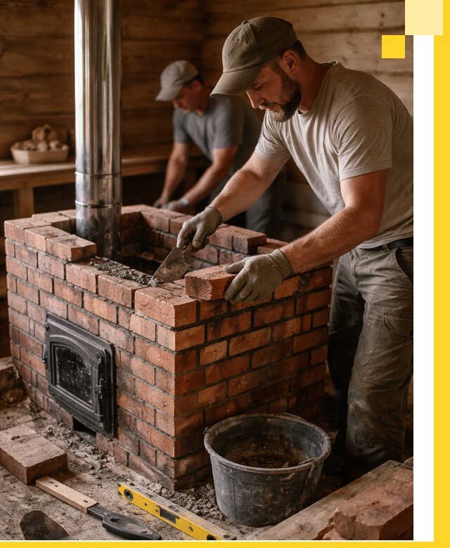 Кирпичные печи для бани под ключ в Миассе, проект и монтаж