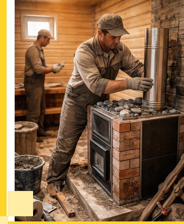 Монтаж печи в бане под ключ в Миассе от 20340 р. | ЭриданМсс