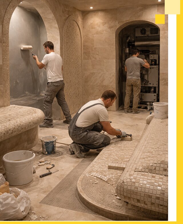 Строительство бани с хамамом и бассейном под ключ в Миассе