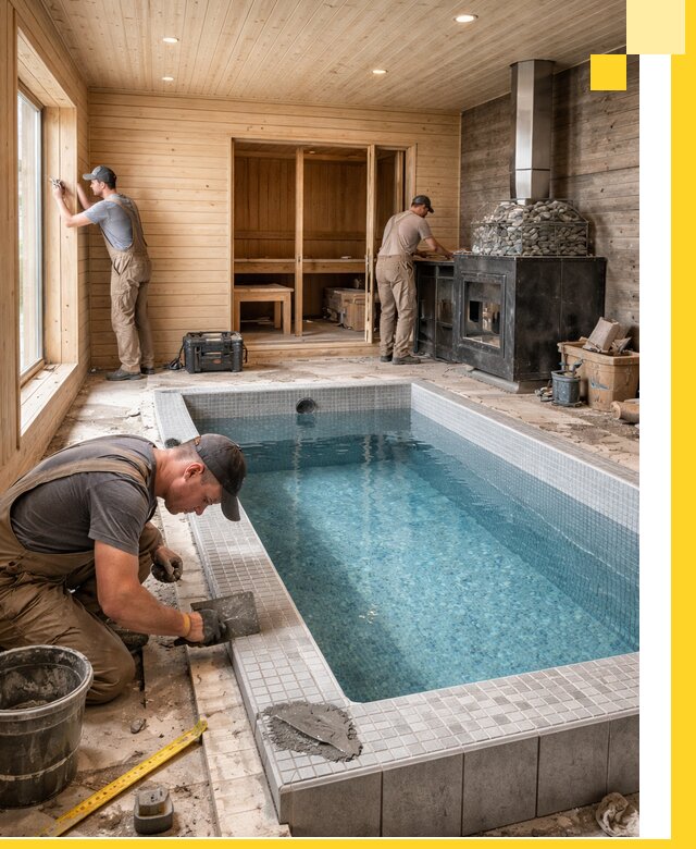 Проект бани с бассейном и сауной в Миассе под ключ