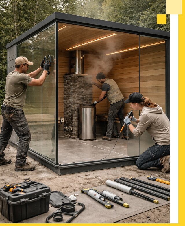 Проектирование и строительство стеклянных бань в Миассе