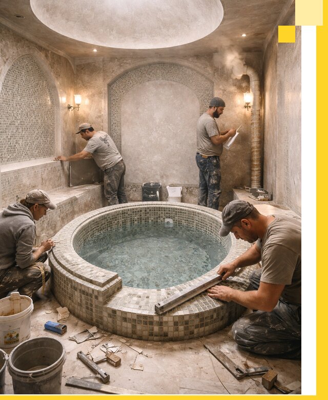 Профессиональное строительство хамама с бассейном в Миассе под ключ