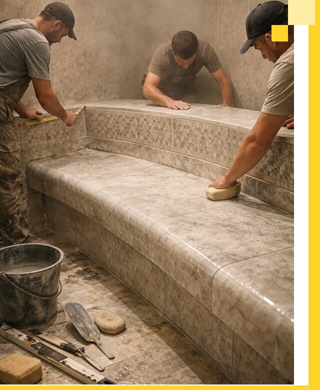 Изготовление и установка сидений для хамама в Миассе